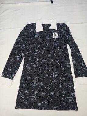 Wednesday Addams Dress Youth XL 14-16 Mad Engine Black Gothic Collared Dress